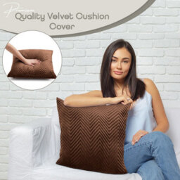 Ameha Coffee Embossed Velvet Cushion Cover Set Of 2, Breathable Anti Allergic Zip Closure, 18X18 Inch - thumbnail 1