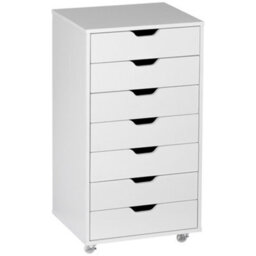 Vinsetto Mobile Filing Cabinet, 7-Drawer File Cabinet With Wheels, White - thumbnail 2
