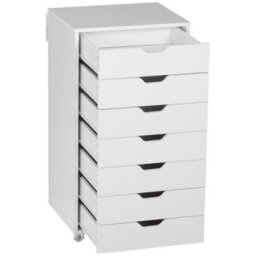 Vinsetto Mobile Filing Cabinet, 7-Drawer File Cabinet With Wheels, White - thumbnail 8