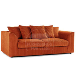 Furnishings For Less UK Luxor Jumbo Cord 3 + 1 + 1 Fabric 3 Piece Sofa Suite - Scatter Back Orange - thumbnail 2