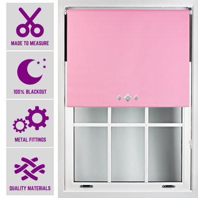 Triple Diamond Eyelet Blackout Roller Blind With Metal Fittings Free Alteration By Furnished - Pink (W)240Cm X (L)210Cm