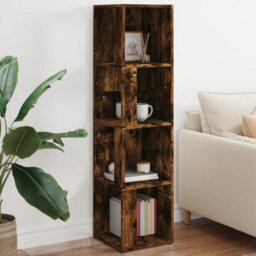 Walplus Corner Cabinet Smoked Oak 33X33X132 Cm Engineered Wood