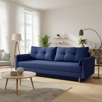 Bongo Modern Sofa Bed With Storage Universal Blue Fabric - image 1
