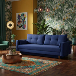 Bongo Modern Sofa Bed With Storage Universal Blue Fabric - thumbnail 2