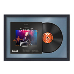 "AK Frames 25X17"" Black Step Vinyl Record Frame With Pompadour Mount For 12 Inch Lp Cover & Disc - Overlapped Design"