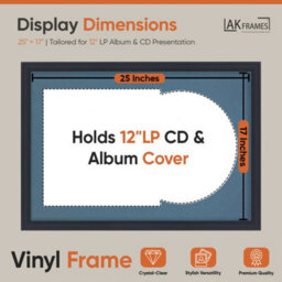 "AK Frames 25X17"" Black Step Vinyl Record Frame With Pompadour Mount For 12 Inch Lp Cover & Disc - Overlapped Design" - thumbnail 2