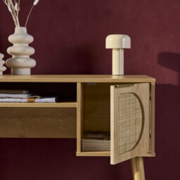 Sweeek - 2-Drawer Wooden And Cane Effect Desk  Eva Natural 120X55X76.5 Cm - thumbnail 8