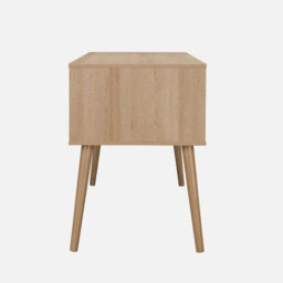 Sweeek - 2-Drawer Wooden And Cane Effect Desk  Eva Natural 120X55X76.5 Cm - thumbnail 3