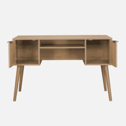Sweeek - 2-Drawer Wooden And Cane Effect Desk  Eva Natural 120X55X76.5 Cm - thumbnail 2