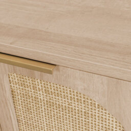 Sweeek - 2-Drawer Wooden And Cane Effect Desk  Eva Natural 120X55X76.5 Cm - thumbnail 5