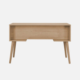 Sweeek - 2-Drawer Wooden And Cane Effect Desk  Eva Natural 120X55X76.5 Cm - thumbnail 4