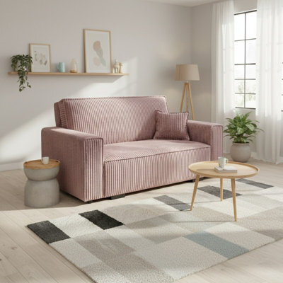Sofa Bed With Storage Furnipol Viva Star Iii Pink Poso145 Fabric Wooden Frame Pull Out Freestanding Design Modern Living Room - image 1
