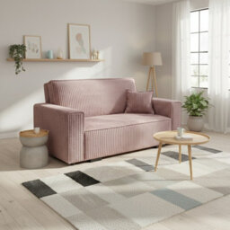 Sofa Bed With Storage Furnipol Viva Star Iii Pink Poso145 Fabric Wooden Frame Pull Out Freestanding Design Modern Living Room - thumbnail 1