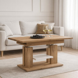 Iso Extendable Table 110 To 170 Cm X 65 Cm Craft Oak White Shelf Silver Crossbar - thumbnail 1