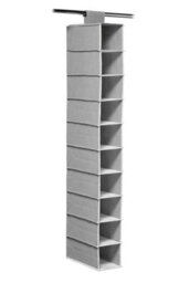Orsina Grey And White Hanging Shoe Storage Organiser, 10 Shelf Fabric Shoe Rack, Foldable Closet Shoe Holder