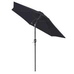 VRUC 2.5M Black Outdoor Parasol - Crank Up & Tilt Garden Parasol Umbrella And Base - thumbnail 2