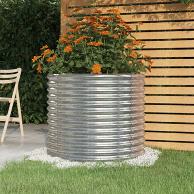 Berkfield Garden Planter Powder-Coated Steel 80X80X68 Cm Silver - image 1