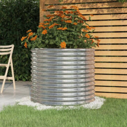 Berkfield Garden Planter Powder-Coated Steel 80X80X68 Cm Silver - thumbnail 1