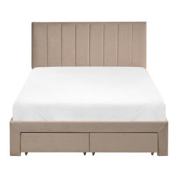 Beliani Bed With Storage Drawers Velvet Lonzac 120 X 200 Cm (Eu Small Double) Taupe - thumbnail 7