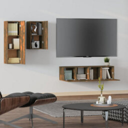 Berkfield 4 Piece Tv Cabinet Set Smoked Oak Engineered Wood - thumbnail 3