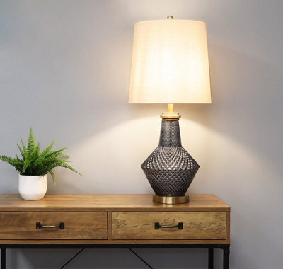 Pagazzi Lighting Pagazzi Lia 1 Light Antique Brass Textured Glass Table Lamp - image 1