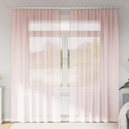 Berkfield Voile Curtains With Rod Pockets 2 Pcs Light Pink - thumbnail 1
