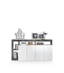 FurniComp LTD Furnicomp Lorenzo 4 Door White Gloss And Anthracite Sideboard - thumbnail 4