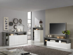 FurniComp LTD Furnicomp Lorenzo 4 Door White Gloss And Anthracite Sideboard - thumbnail 5