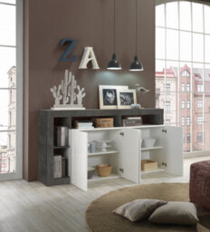 FurniComp LTD Furnicomp Lorenzo 4 Door White Gloss And Anthracite Sideboard - thumbnail 3