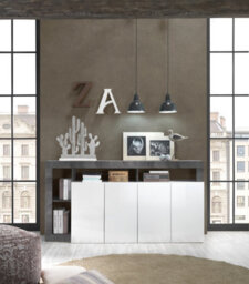 FurniComp LTD Furnicomp Lorenzo 4 Door White Gloss And Anthracite Sideboard - thumbnail 1