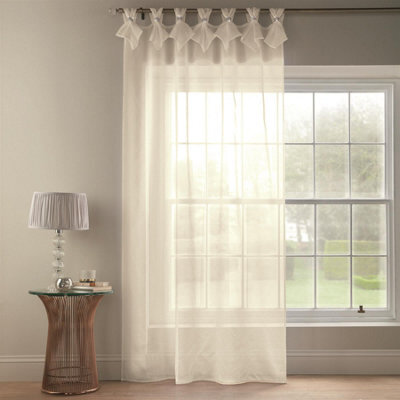 Luxury Living Tiara Dolly Tab Top Voile Curtain Panel Cream - image 1