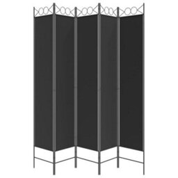Berkfield 5-Panel Room Divider Black 200X220 Cm Fabric - thumbnail 4