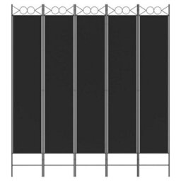 Berkfield 5-Panel Room Divider Black 200X220 Cm Fabric - thumbnail 3