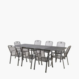 Pacific Lifestyle Savoy Outdoor Mesh 8 Seater Dining Set Extendable Table And Chairs Garden Furniture