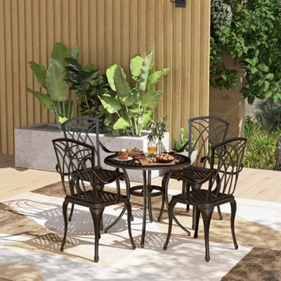 Outsunny 5 Pcs Garden Dining Set, Garden Furniture Set, Bronze Tone - image 1
