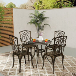 Outsunny 5 Pcs Garden Dining Set, Garden Furniture Set, Bronze Tone - thumbnail 8