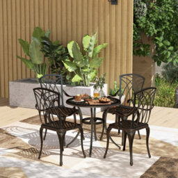 Outsunny 5 Pcs Garden Dining Set, Garden Furniture Set, Bronze Tone - thumbnail 1