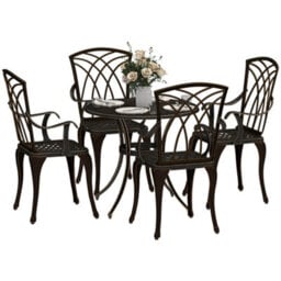 Outsunny 5 Pcs Garden Dining Set, Garden Furniture Set, Bronze Tone - thumbnail 2
