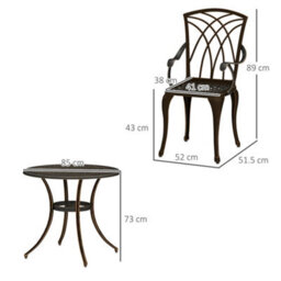 Outsunny 5 Pcs Garden Dining Set, Garden Furniture Set, Bronze Tone - thumbnail 3
