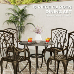 Outsunny 5 Pcs Garden Dining Set, Garden Furniture Set, Bronze Tone - thumbnail 4