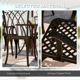 Outsunny 5 Pcs Garden Dining Set, Garden Furniture Set, Bronze Tone - thumbnail 7