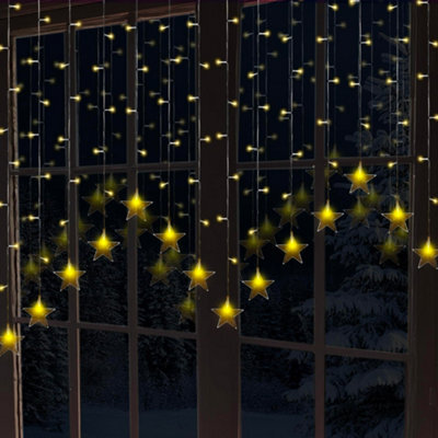 Globrite Star Curtain Light 104 Led Warm White - Plug-In Window Fairy Lights With 8 Modes & Remote Control For Festive Décor - image 1