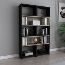Decorotika 5-Tier Poyraz Bookcase Bookshelf Shelving Unit Display Unit - Black And Oud Oak Pattern - thumbnail 6