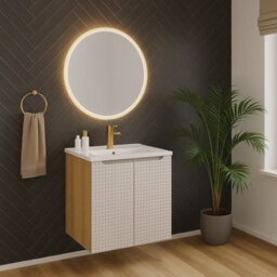 Impact Furniture Wall Hung Vanity Unit Without Basin Cashmere Beige Storage Bathroom Sink Cabinet Floating Luxor - thumbnail 3