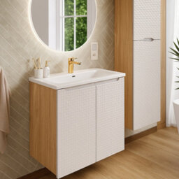 Impact Furniture Wall Hung Vanity Unit Without Basin Cashmere Beige Storage Bathroom Sink Cabinet Floating Luxor - thumbnail 2
