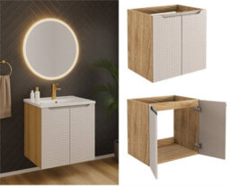 Impact Furniture Wall Hung Vanity Unit Without Basin Cashmere Beige Storage Bathroom Sink Cabinet Floating Luxor