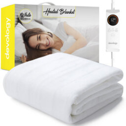 Devology Fully Fitted Mattress Cover Heated Electric Blanket - Elastic Straps - Machine Washable - Super King - 180X200Cm