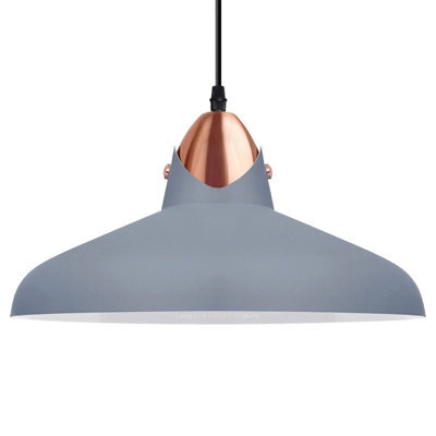 Long Life Lamps Company Retro Vintage Industrial Grey Metal Ceiling Pendant Light M0210 - image 1