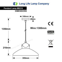Long Life Lamps Company Retro Vintage Industrial Grey Metal Ceiling Pendant Light M0210 - thumbnail 2