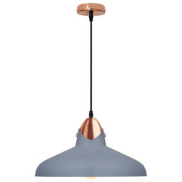 Long Life Lamps Company Retro Vintage Industrial Grey Metal Ceiling Pendant Light M0210 - thumbnail 4
